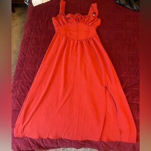 Fashion Nova Vibrant Red Midi Dress